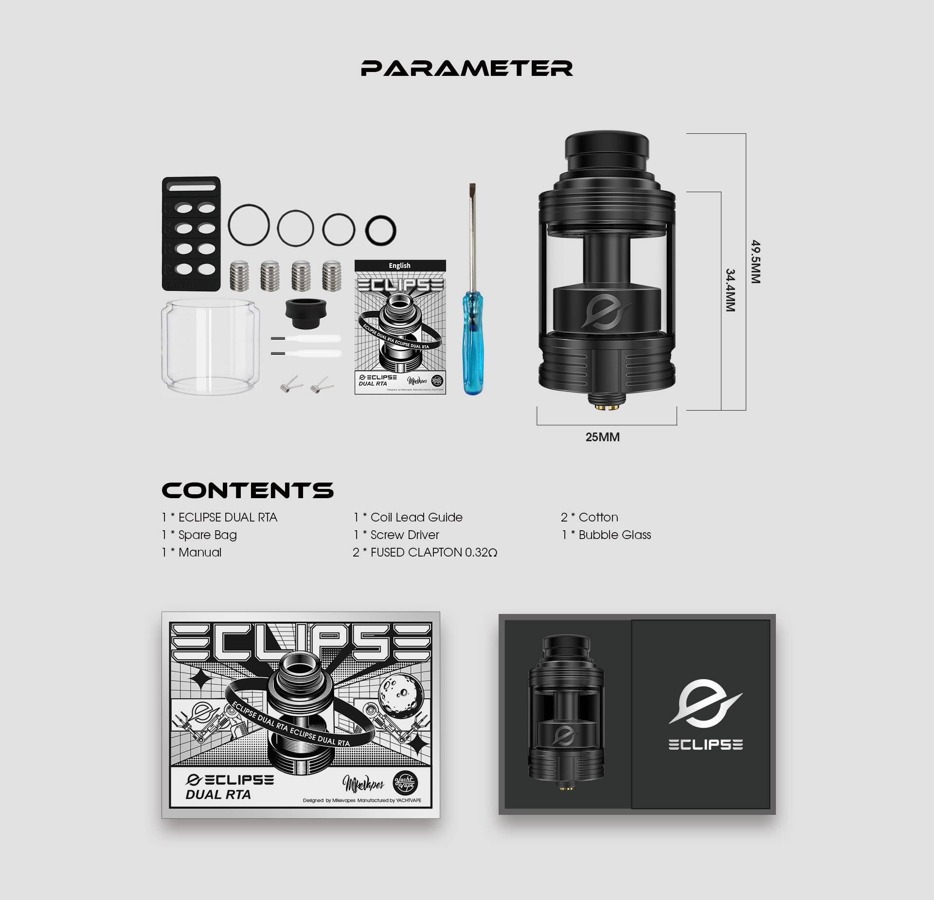 YACHTVAPE Eclipse Dual RTA (1 pza) – Vapers Café